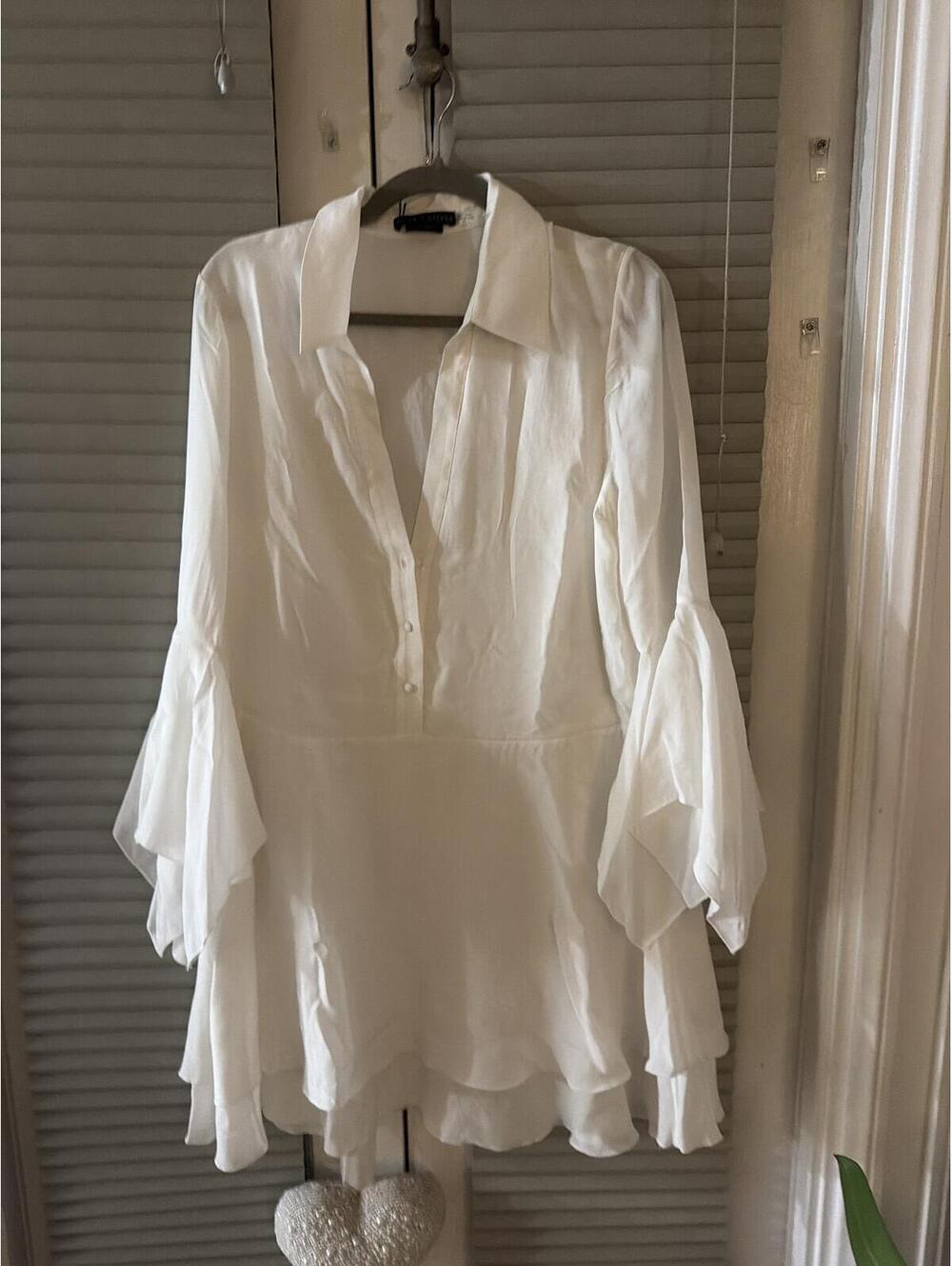 Alice + Olivia White Bell Sleeve Tunic Blouse Size 12